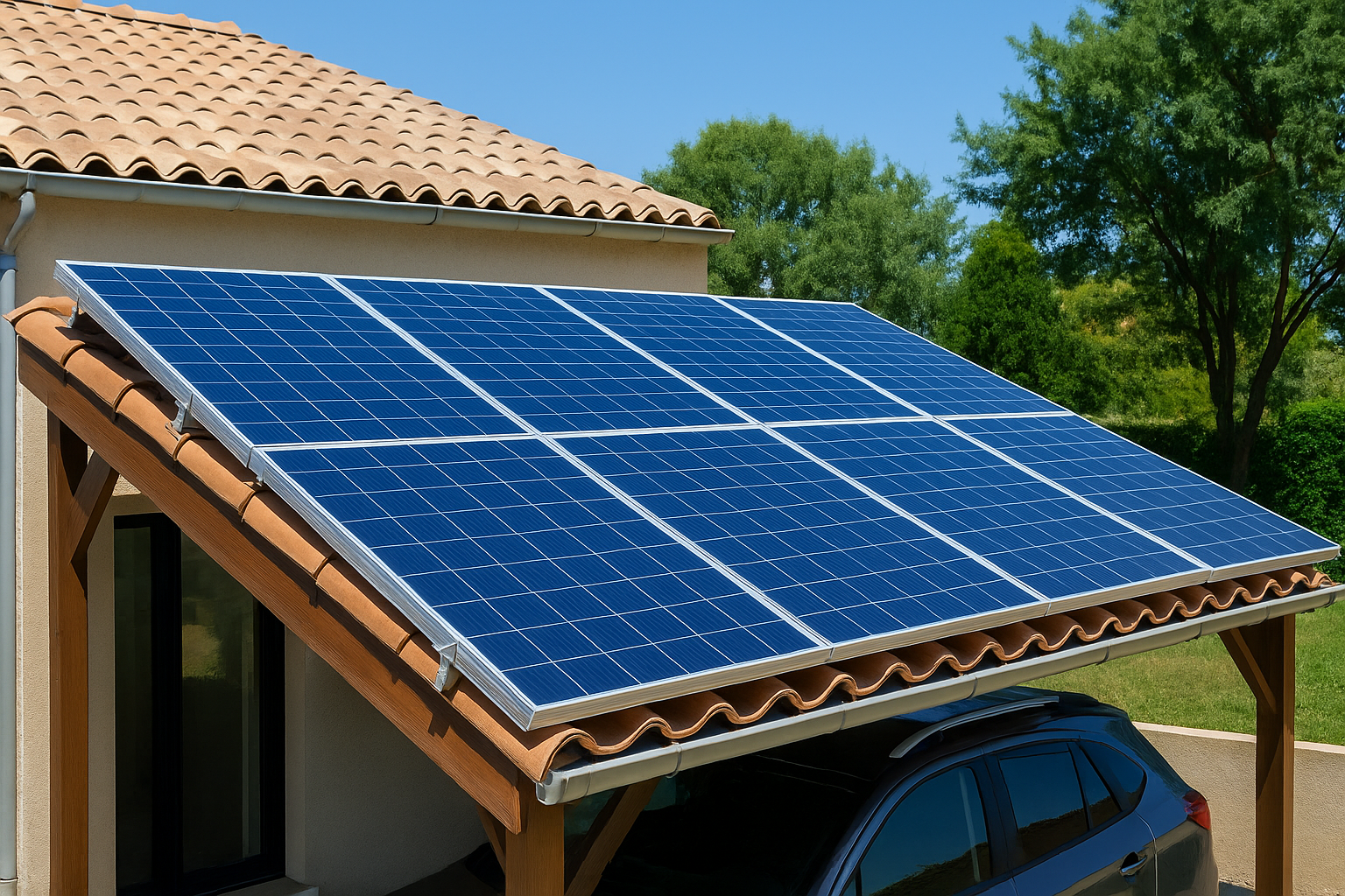 panneaux solaires abri voiture